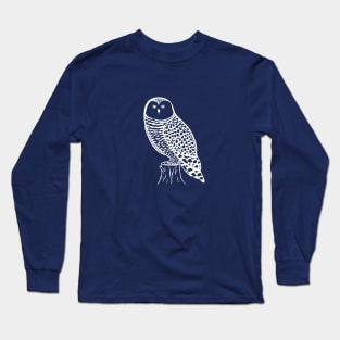 Snowy Owl Ink Art - dark colors Long Sleeve T-Shirt